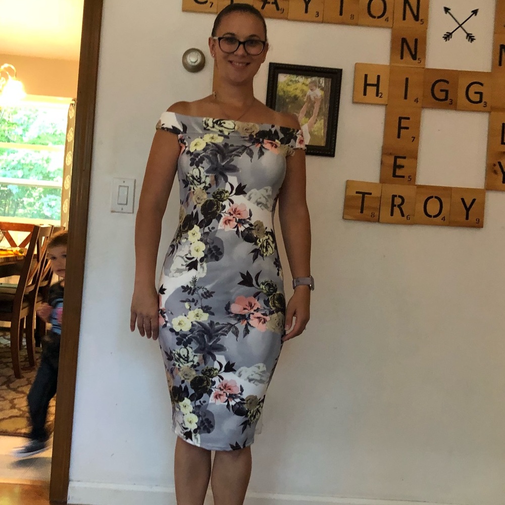 Boohoo flower fitted dress